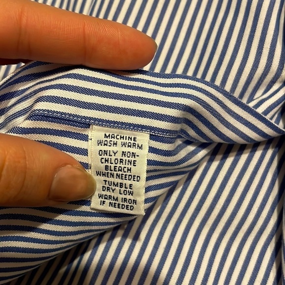 RALPH Lauren Classic Fit Blue and White Stripe Button Up Long Sleeve sz 16 1/2 - Picture 6 of 8